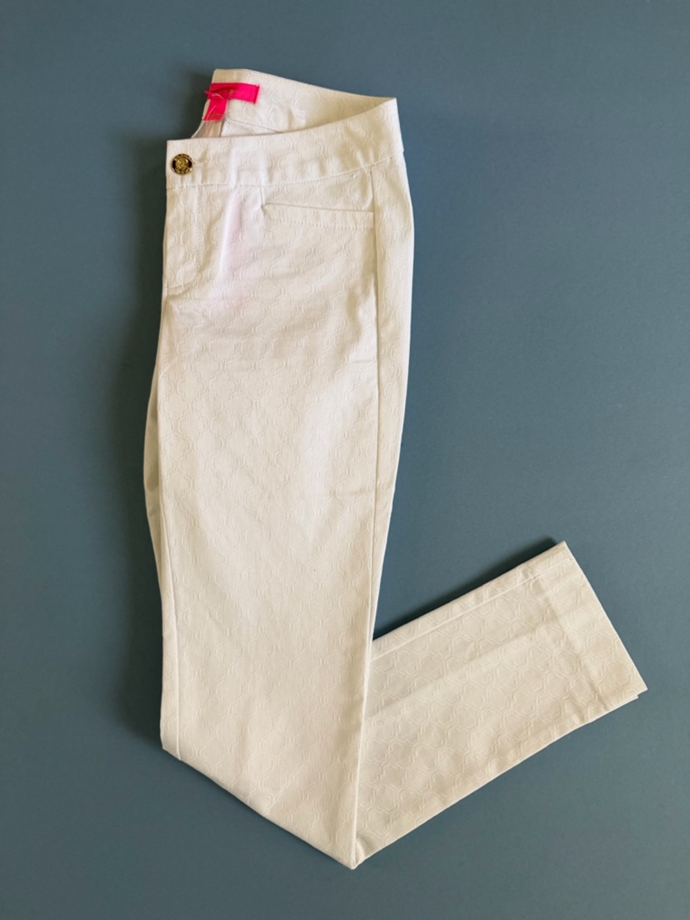 NWT Lilly Pulitzer Kelly Textured Resort White 29” Skinny Ankle Pants - Picture 5 of 7